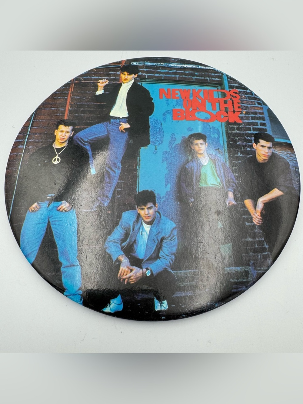 Vintage Jumbo 6” New Kids On The Block NKOTB Button Pin Band Photo 1990